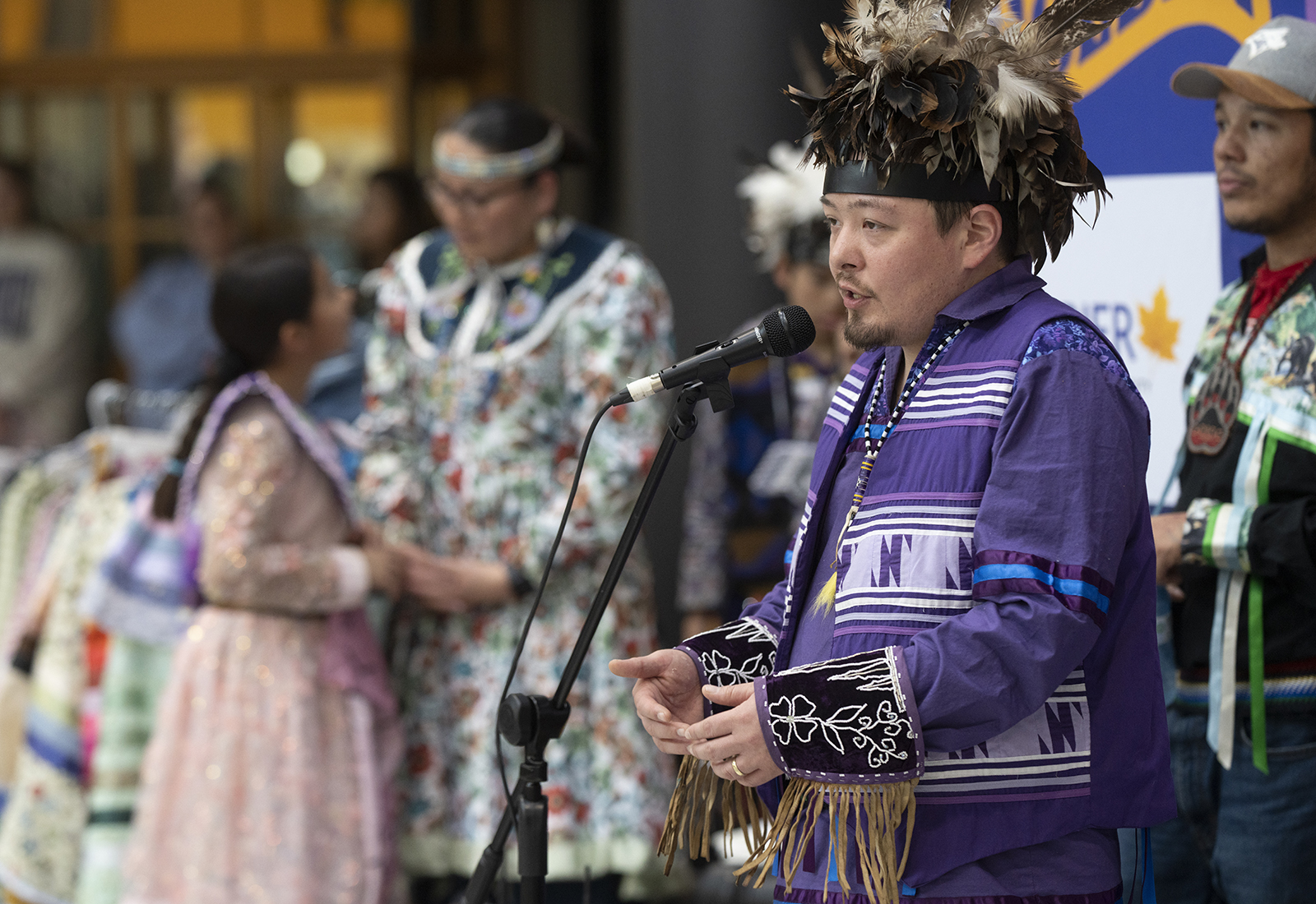 Joe Martin leads the Grand River Smoke Dancers